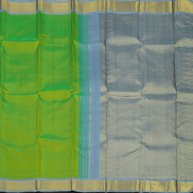 Hayagrivas Handloom Fluorescent Green Kanjivaram Silk Saree with Grey border KBE1720K5-2