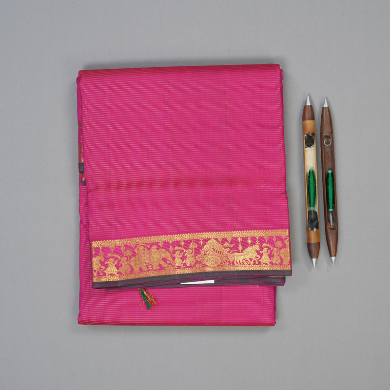 Hayagrivas Handloom Magenta Ten Yards Silk Saree KBE1721K10-1