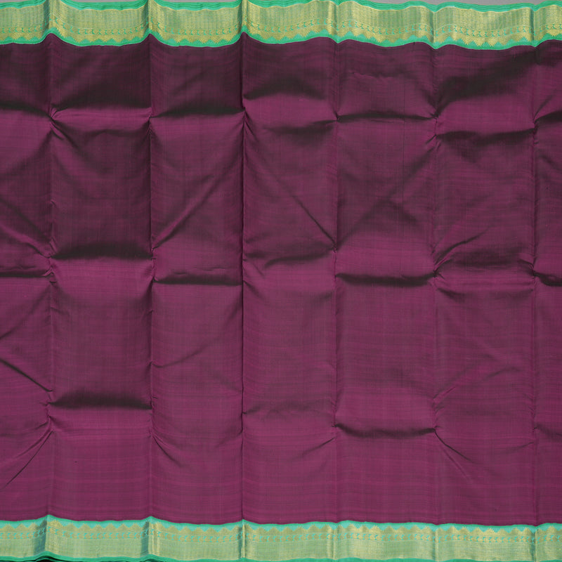 Hayagrivas Handloom Wine Purple Kanjivaram Silk Saree with Pastel Green border KBE1721K4-2