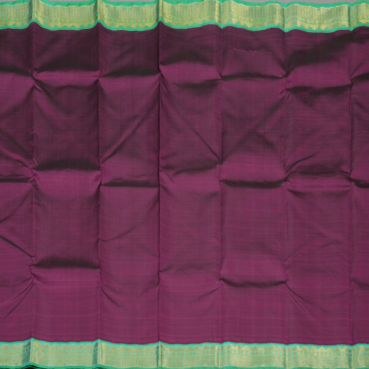 Hayagrivas Handloom Wine Purple Kanjivaram Silk Saree with Pastel Green border KBE1721K4-2