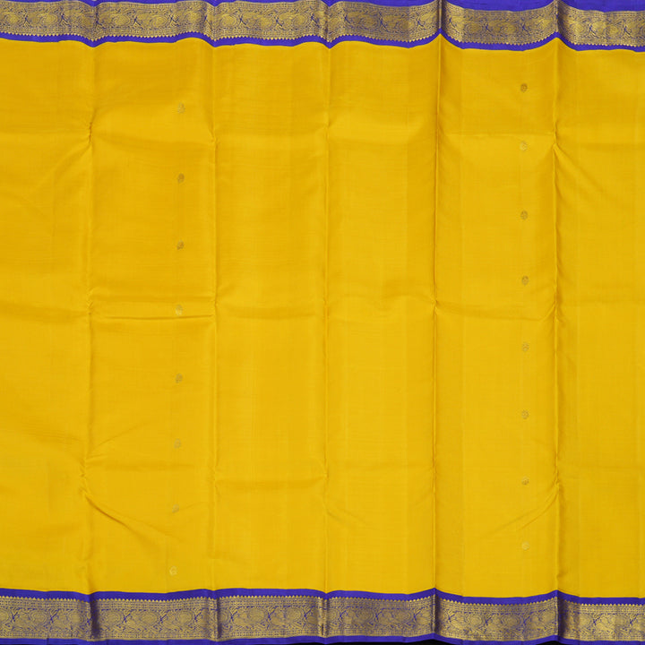 Hayagrivas Handloom Yellow Kanjivaram Silk Saree with Purplish Blue border KBE1721K6-2
