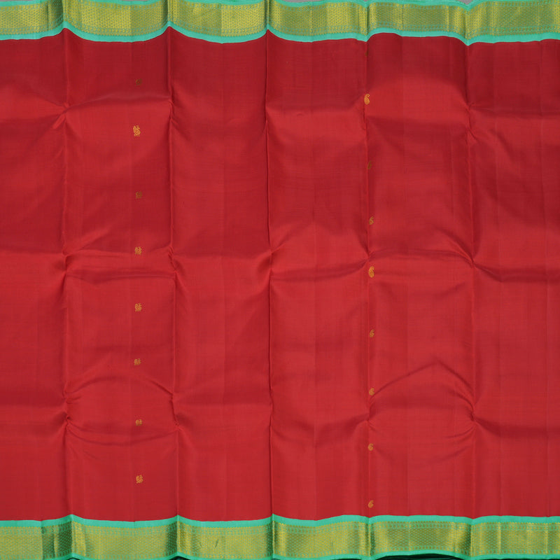 Hayagrivas Handloom Red Kanjivaram Silk Saree with Bright Teal border KBE1721K6-3