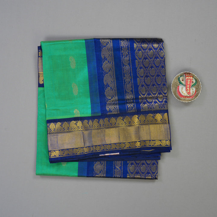 Hayagrivas Rexona Green Pure Silk Cotton Saree KBE1723K12-1