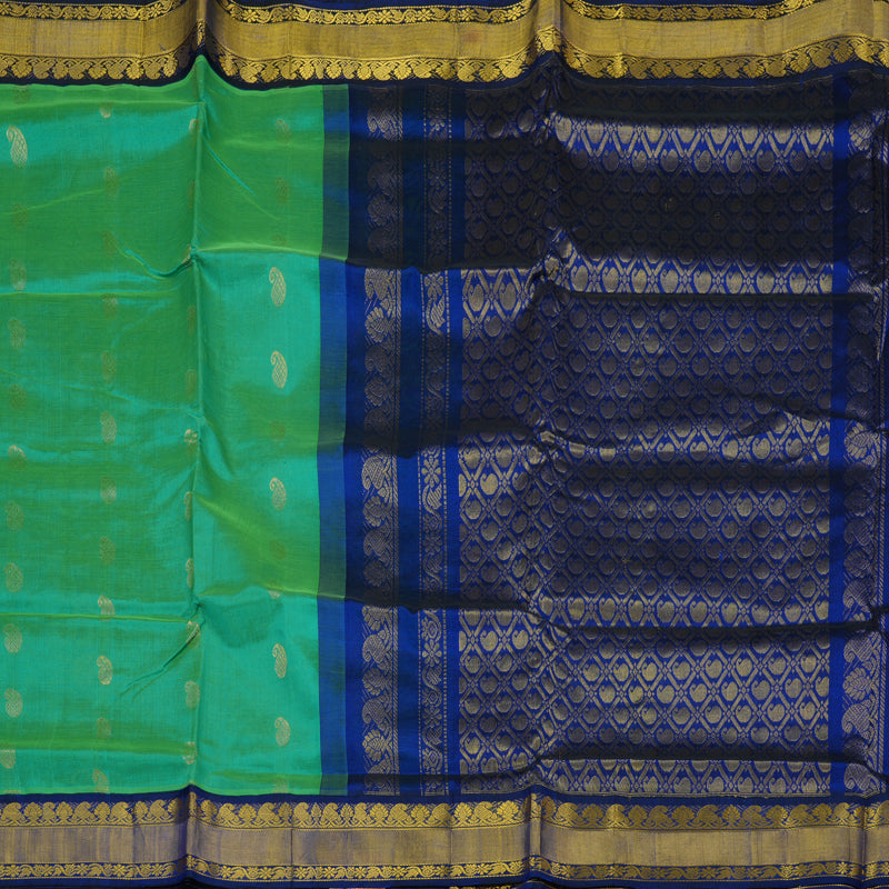 Hayagrivas Rexona Green Pure Silk Cotton Saree KBE1723K12-1