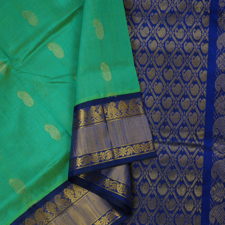 Hayagrivas Rexona Green Pure Silk Cotton Saree KBE1723K12-1