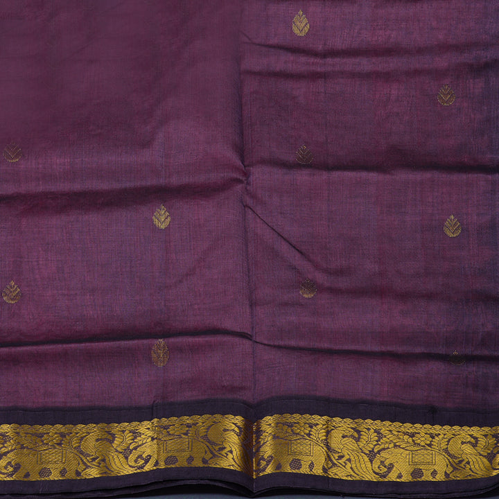 Hayagrivas Rose Pink Pure Silk Cotton Saree with Dark Lavendar Border KBE1724K5-1