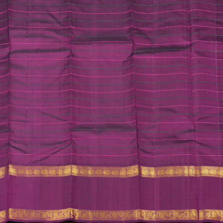 Hayagrivas Handloom Orangish Pink Kanjivaram Silk Saree with Wine Purple border KBE1725K2-2