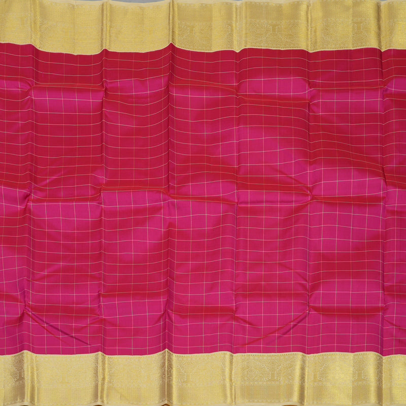Hayagrivas Handloom Deep Pink Kanjivaram Silk Saree with Cream border KBE1725K6-1