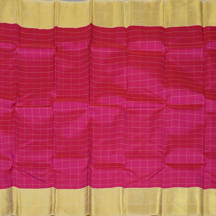 Hayagrivas Handloom Deep Pink Kanjivaram Silk Saree with Cream border KBE1725K6-1