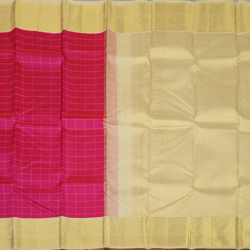 Hayagrivas Handloom Deep Pink Kanjivaram Silk Saree with Cream border KBE1725K6-1