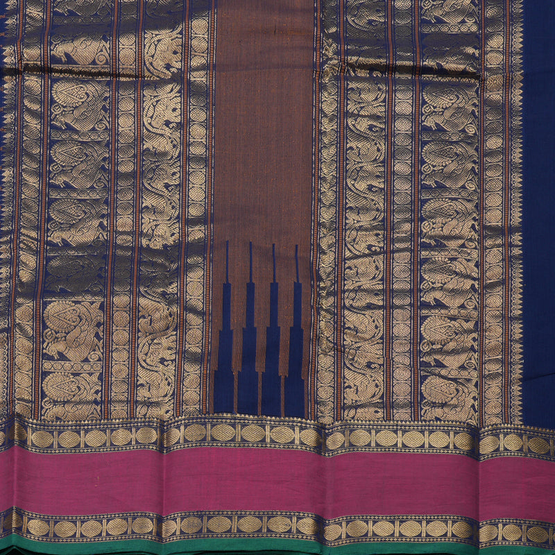 Hayagrivas Handloom Pure Cotton Saree in Navy Blue KBE172D1-1