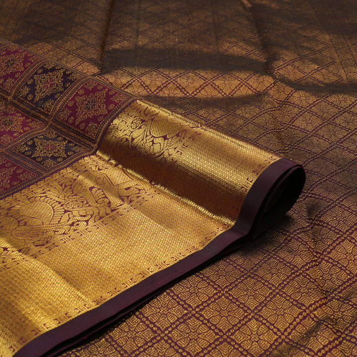 Hayagrivas Handloom Deep Wine Purple Bridal Kanjivaram Silk Saree KBE1732K5-1