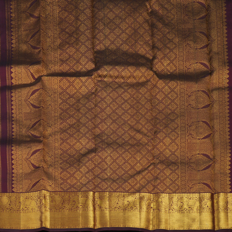 Hayagrivas Handloom Deep Wine Purple Bridal Kanjivaram Silk Saree KBE1732K5-1