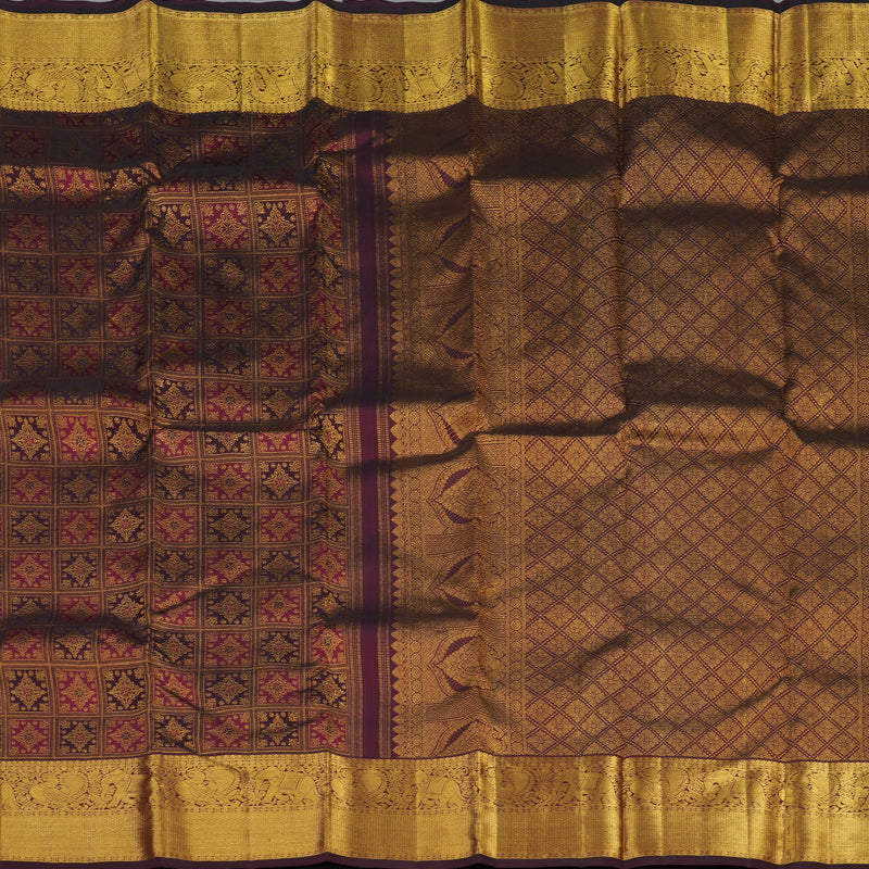 Hayagrivas Handloom Deep Wine Purple Bridal Kanjivaram Silk Saree KBE1732K5-1