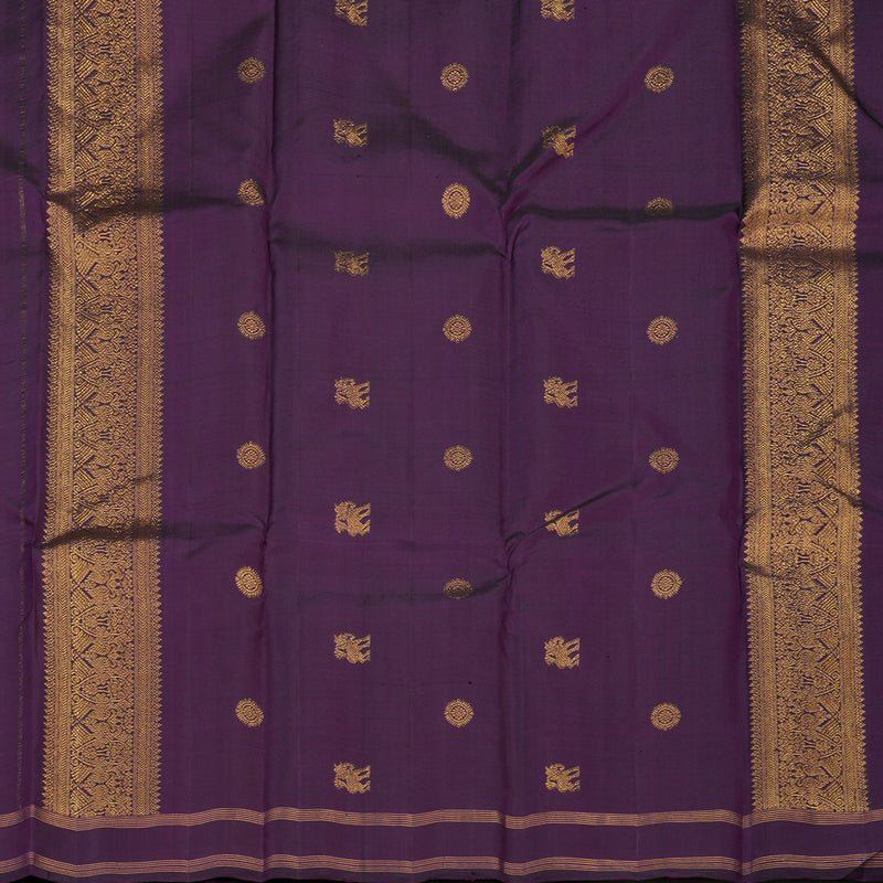 Hayagrivas Handloom Violet Kanjivaram Silk Saree with Rettapet KBE1733K2-1