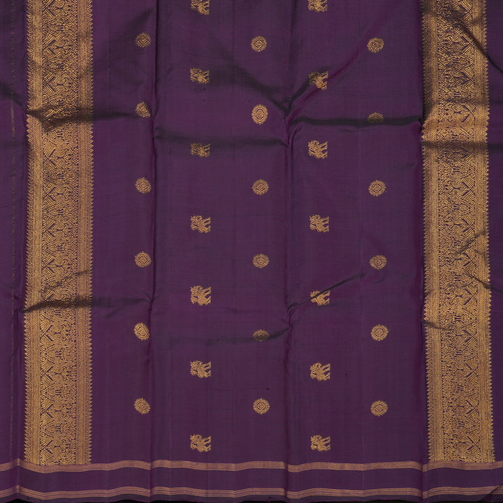 Hayagrivas Handloom Violet Kanjivaram Silk Saree with Rettapet KBE1733K2-1