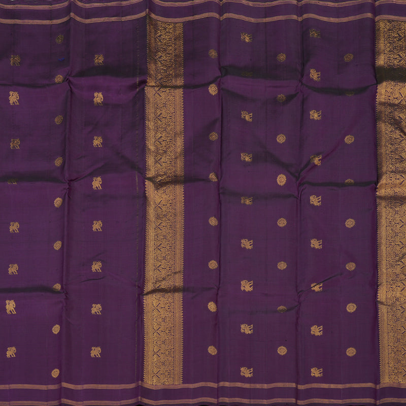 Hayagrivas Handloom Violet Kanjivaram Silk Saree with Rettapet KBE1733K2-1