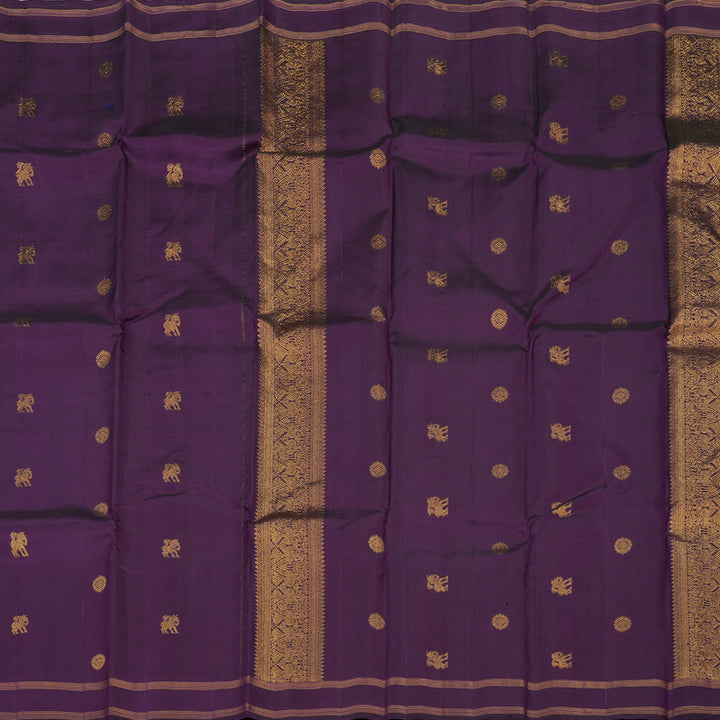 Hayagrivas Handloom Violet Kanjivaram Silk Saree with Rettapet KBE1733K2-1