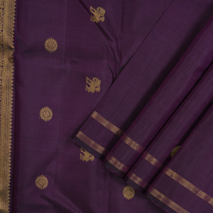 Hayagrivas Handloom Violet Kanjivaram Silk Saree with Rettapet KBE1733K2-1