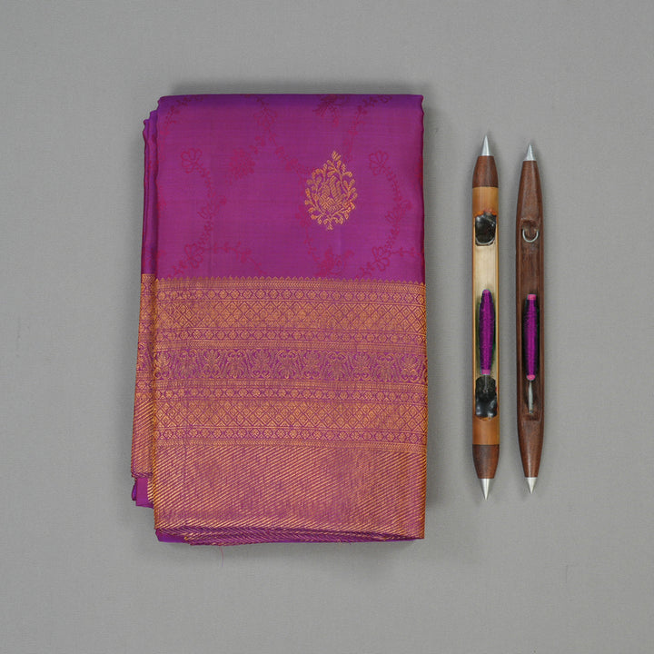 Hayagrivas Handloom Purple Kanjivaram Silk Saree KBE1734K1-1