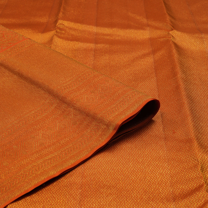 Hayagrivas Handloom Orange Kanjivaram Silk Saree KBE1736K19-1