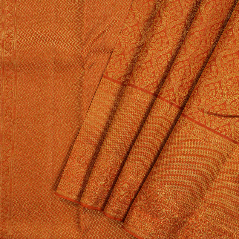 Hayagrivas Handloom Orange Kanjivaram Silk Saree KBE1736K19-1