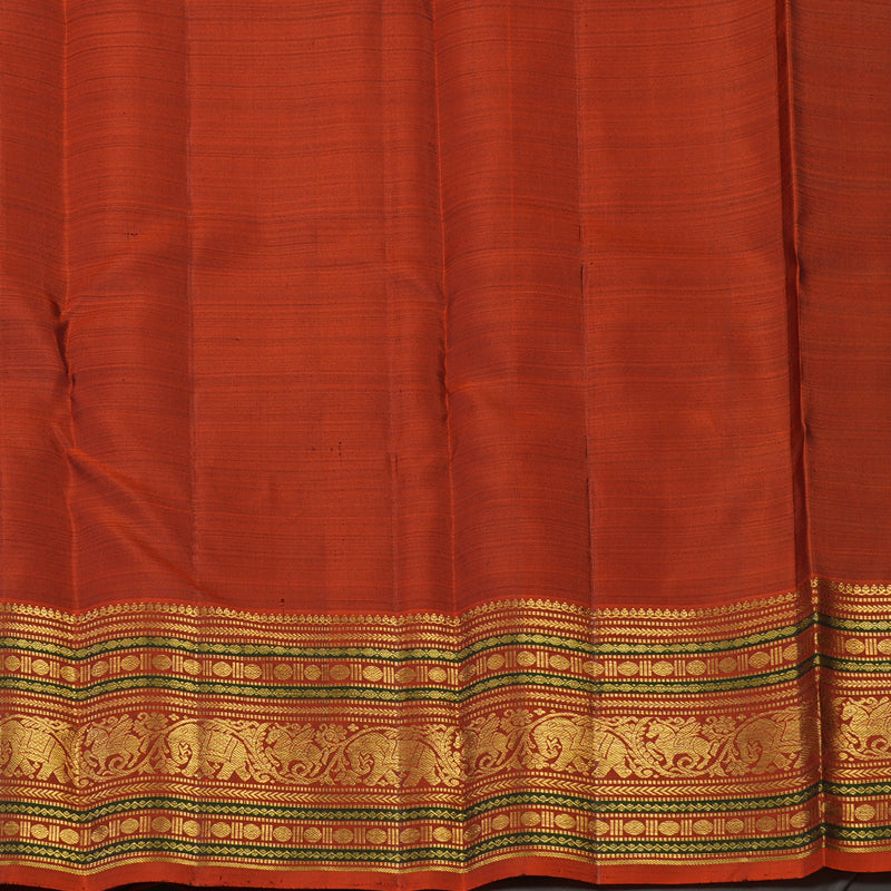 Hayagrivas Handloom Deep Brown Kanjivaram Silk Saree with Rust Orange border KBE1739K3-8