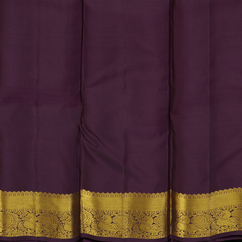 Hayagrivas Handloom Golden Rust Kanjivaram Silk Saree with Plum Purple border KBE1739K6-5