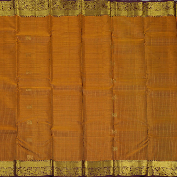 Hayagrivas Handloom Golden Rust Kanjivaram Silk Saree with Plum Purple border KBE1739K6-5