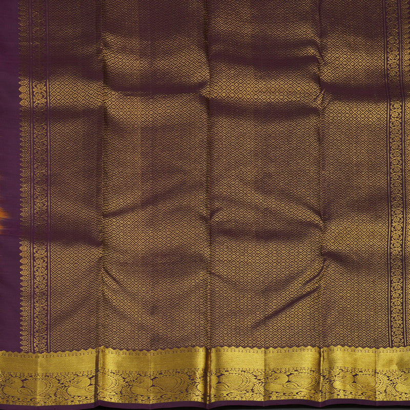 Hayagrivas Handloom Golden Rust Kanjivaram Silk Saree with Plum Purple border KBE1739K6-5
