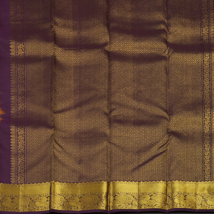 Hayagrivas Handloom Golden Rust Kanjivaram Silk Saree with Plum Purple border KBE1739K6-5