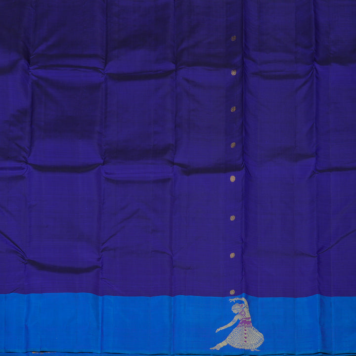 Hayagrivas Handloom Purplish Blue Kanjivaram Silk Saree with Aqua Blue Border KBE1740K1-1