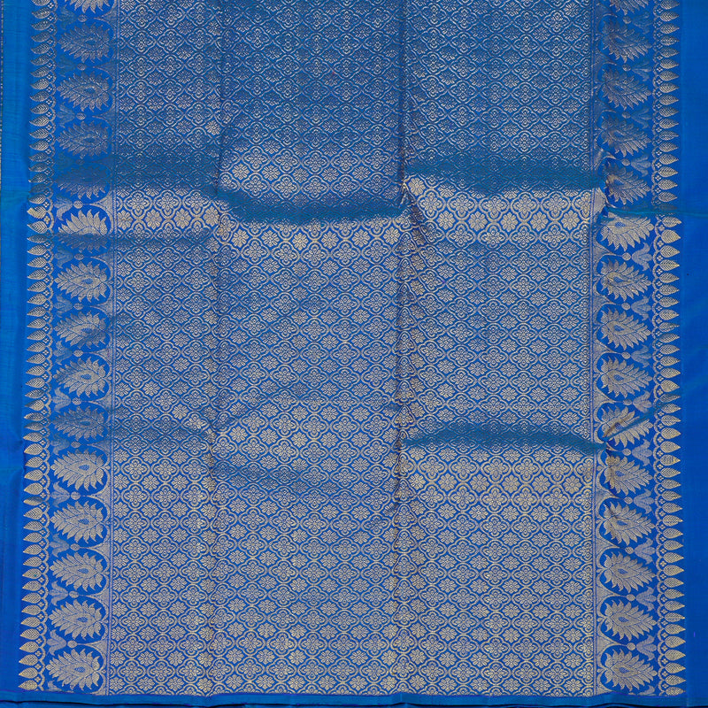 Hayagrivas Handloom Purplish Blue Kanjivaram Silk Saree with Aqua Blue Border KBE1740K1-1