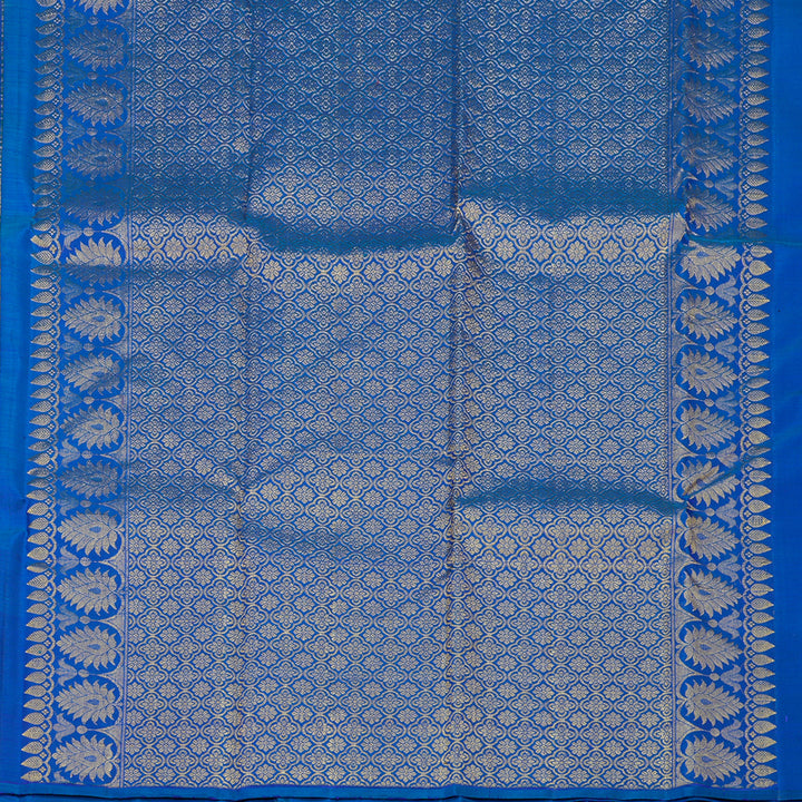 Hayagrivas Handloom Purplish Blue Kanjivaram Silk Saree with Aqua Blue Border KBE1740K1-1