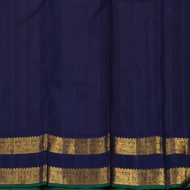 Hayagrivas Handloom Orange Kanjivaram Silk Saree with Navy Blue Border KBE1741K2-1