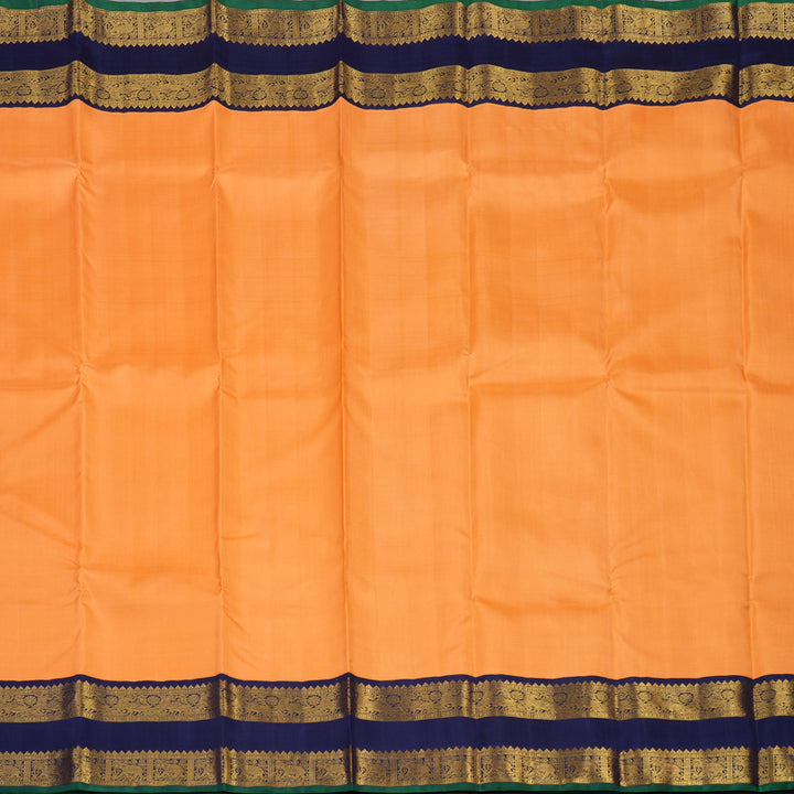 Hayagrivas Handloom Orange Kanjivaram Silk Saree with Navy Blue Border KBE1741K2-1