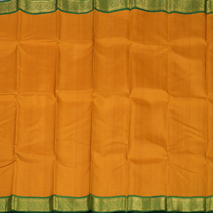 Hayagrivas Handloom Tumeric Yellow Kanjivaram Silk Saree with Green border KBE1741K3-1