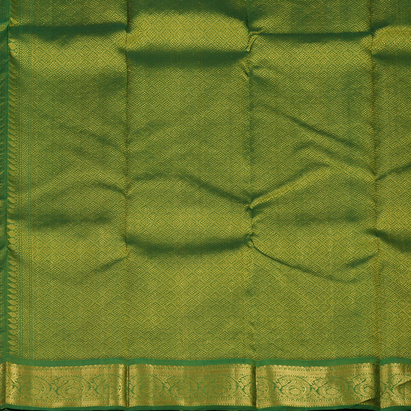 Hayagrivas Handloom Tumeric Yellow Kanjivaram Silk Saree with Green border KBE1741K3-1