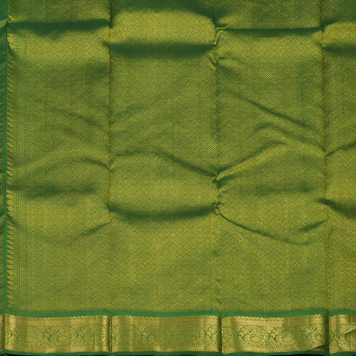Hayagrivas Handloom Tumeric Yellow Kanjivaram Silk Saree with Green border KBE1741K3-1
