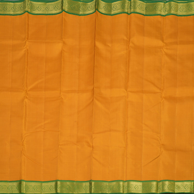 Hayagrivas Handloom Tumeric Yellow Kanjivaram Silk Saree with Green border KBE1741K3-4