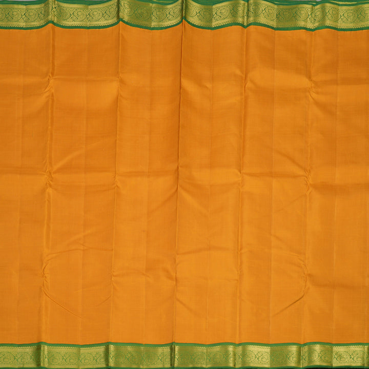 Hayagrivas Handloom Tumeric Yellow Kanjivaram Silk Saree with Green border KBE1741K3-4