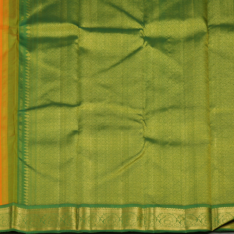 Hayagrivas Handloom Tumeric Yellow Kanjivaram Silk Saree with Green border KBE1741K3-4