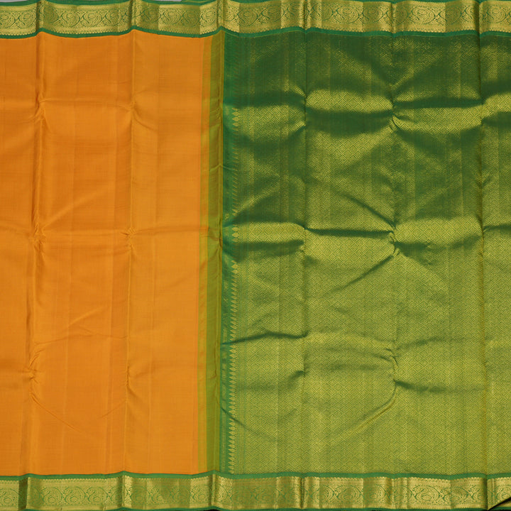 Hayagrivas Handloom Tumeric Yellow Kanjivaram Silk Saree with Green border KBE1741K3-4