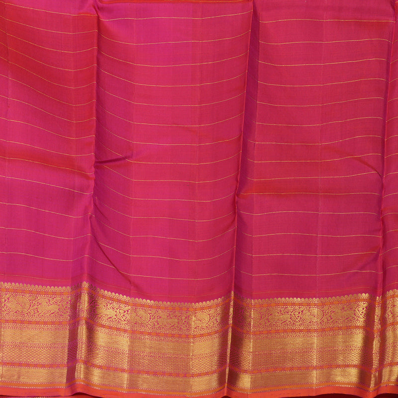 Hayagrivas Handloom Magenta Kanjivaram Silk Saree with Orangish-Pink Border KBE1742K9-1