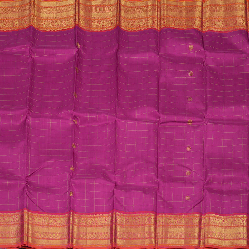 Hayagrivas Handloom Magenta Kanjivaram Silk Saree with Orangish-Pink Border KBE1742K9-1