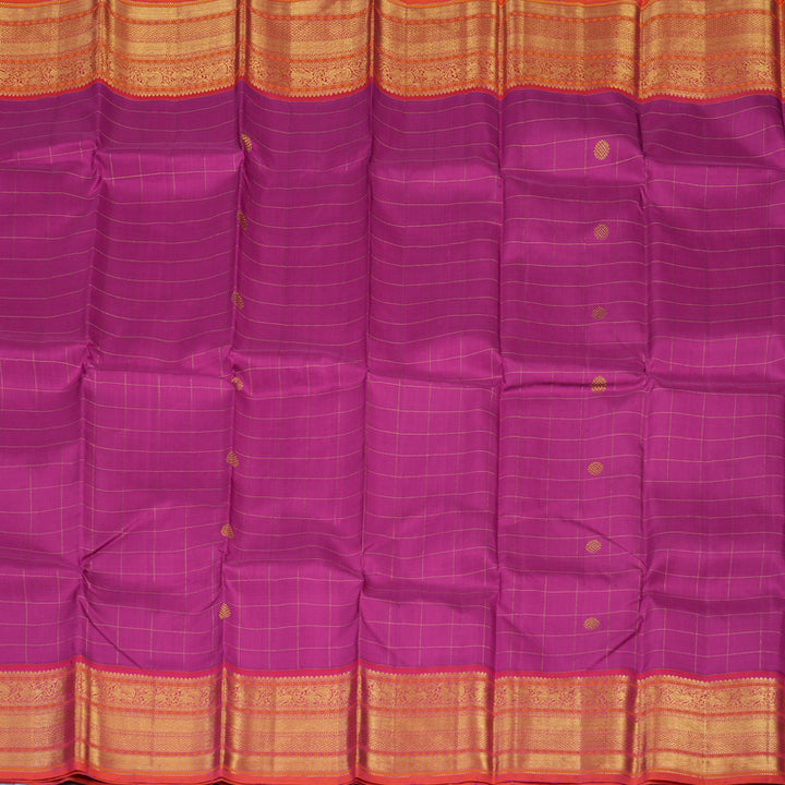 Hayagrivas Handloom Magenta Kanjivaram Silk Saree with Orangish-Pink Border KBE1742K9-1
