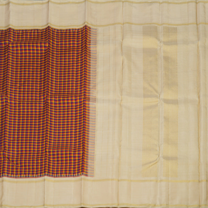 Hayagrivas Handloom Multicolour Checks Kanjivaram Silk Saree with Beige Border KBE1745K1-1
