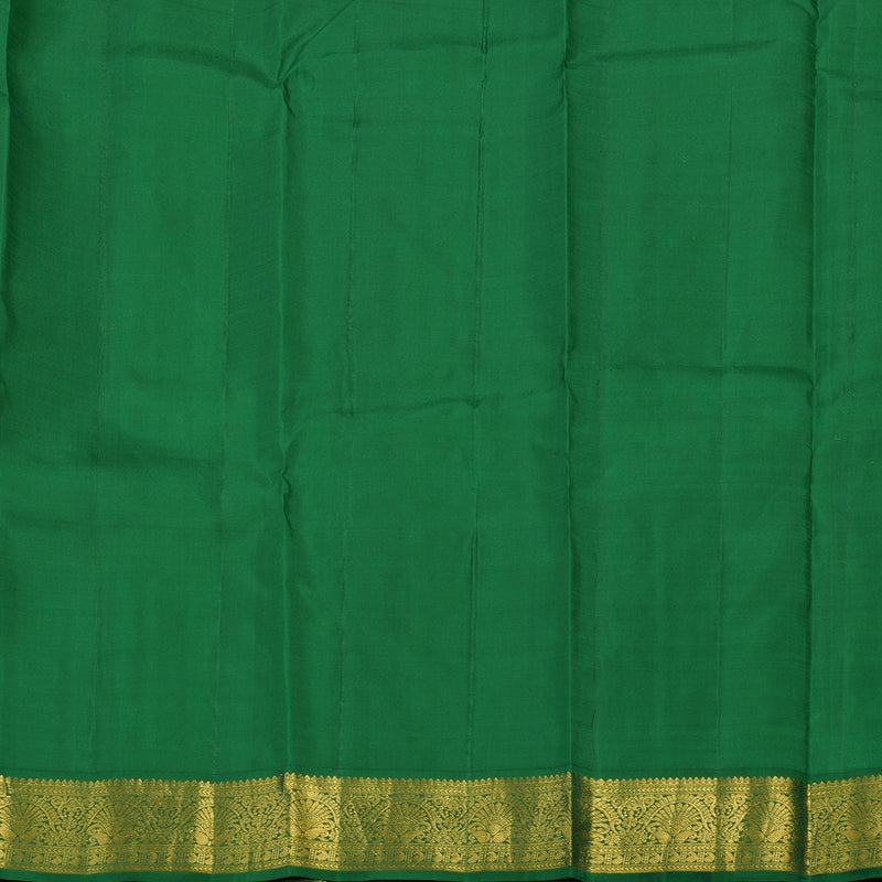 Hayagrivas Handloom Half White Kanjivaram Silk Saree with Dark Green Border KBE1748K1-1