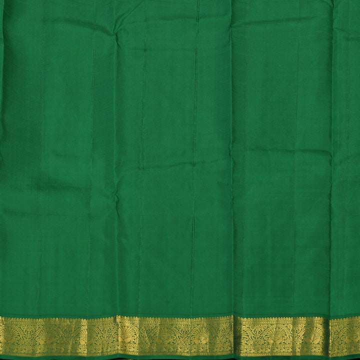 Hayagrivas Handloom Half White Kanjivaram Silk Saree with Dark Green Border KBE1748K1-1