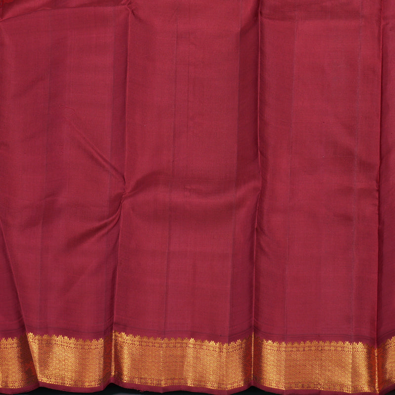 Hayagrivas Handloom Sampanga Yellow Kanjivaram Silk Saree with Maroon Border KBE1749K10-1